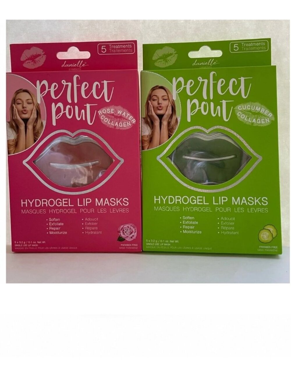 Collagen HYDROGEL Lip Mask 2 BOXES Rose Water & CUCUMBER